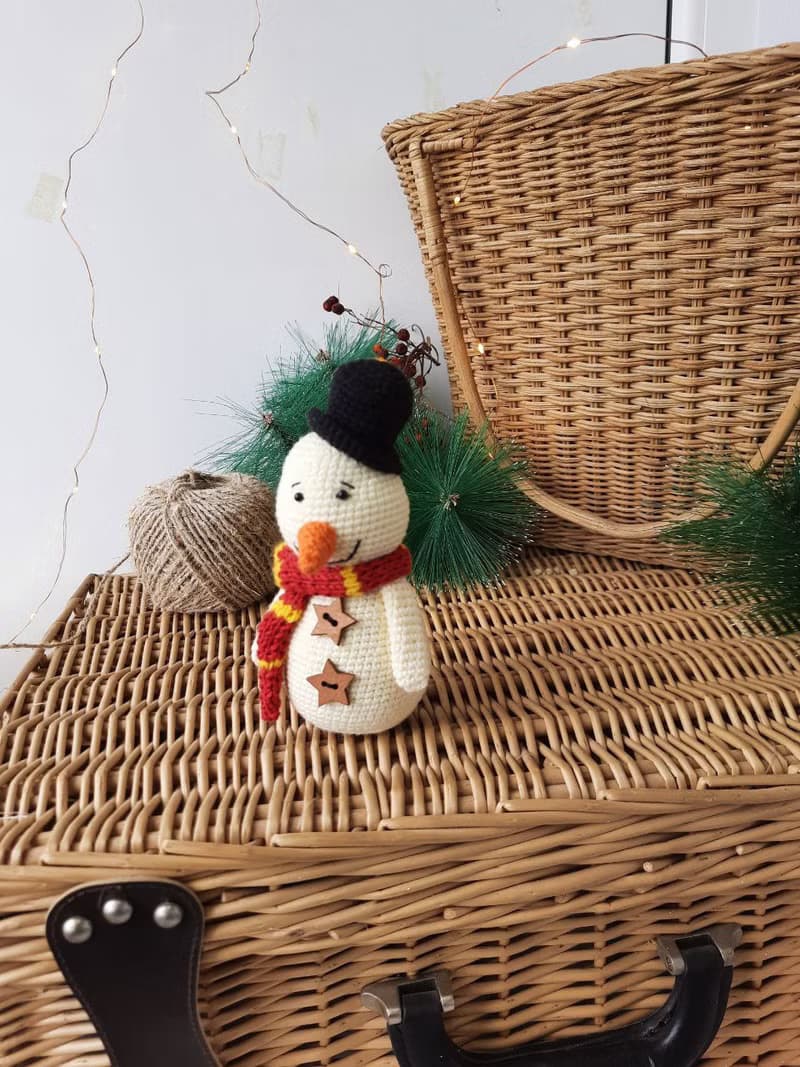 Cute Stuffed Snowman Handmade. Christmas Gift Winter Decor. Decor Snowman Plush