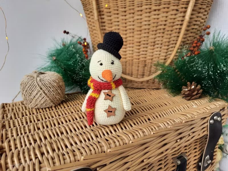 Cute Stuffed Snowman Handmade. Christmas Gift Winter Decor. Decor Snowman Plush