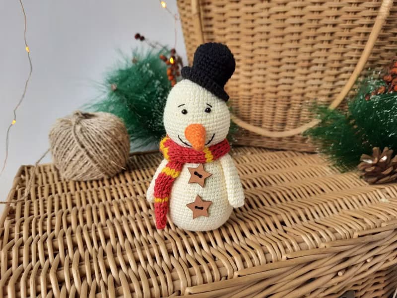 Cute Stuffed Snowman Handmade. Christmas Gift Winter Decor. Decor Snowman Plush