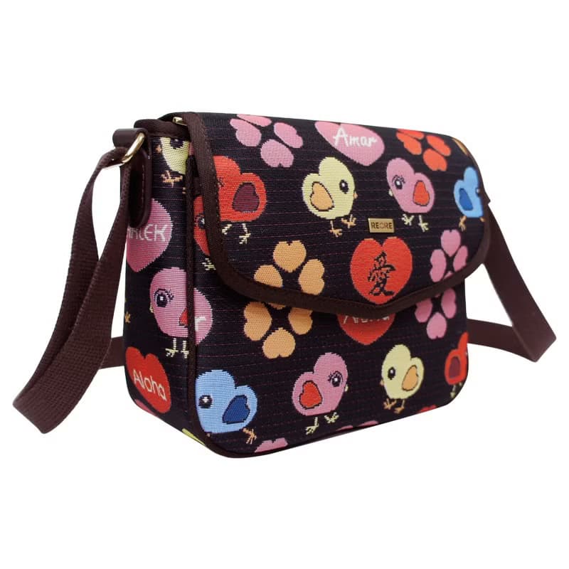 斜背包 掀蓋 / 防潑水 平織緹花 小心雞