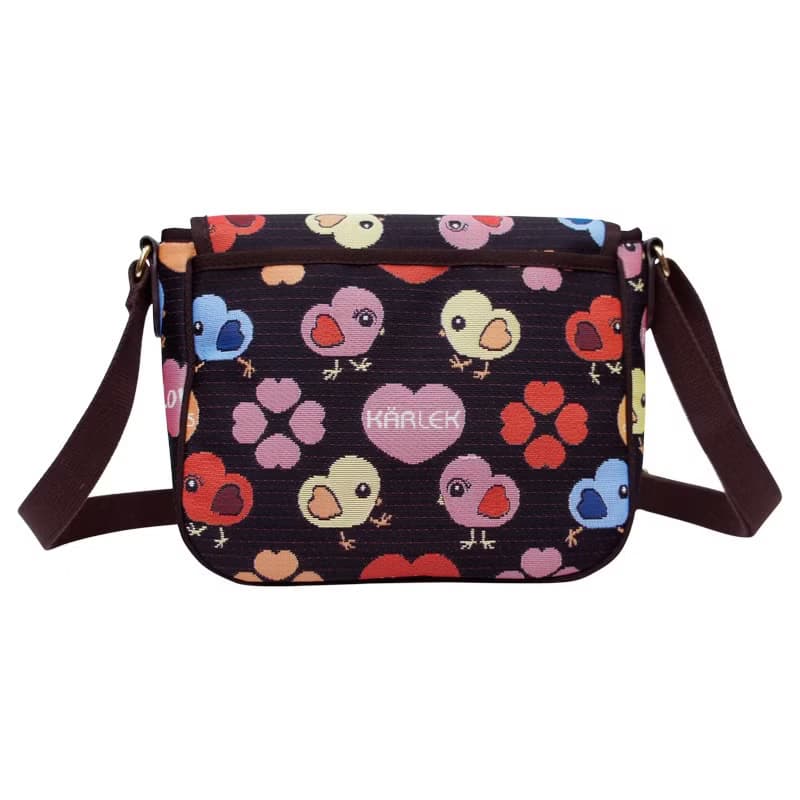 斜背包 掀蓋 / 防潑水 平織緹花 小心雞