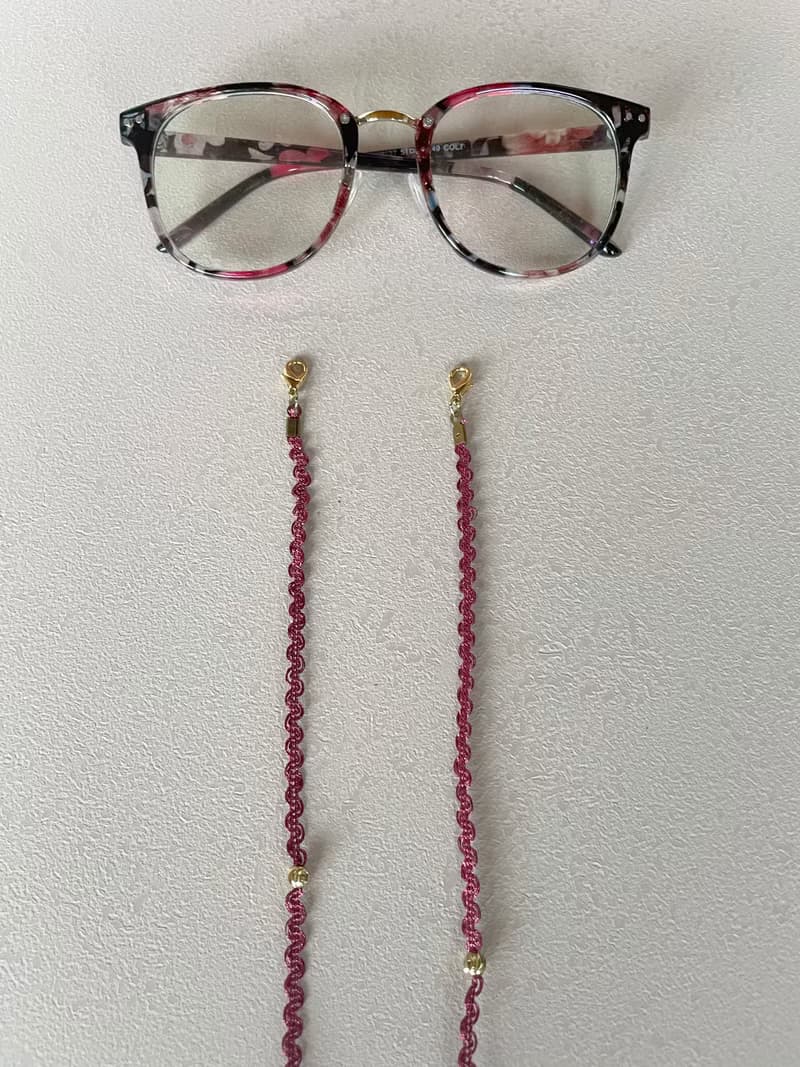 洋紅金屬紗波浪 眼鏡鍊/項鍊/手鍊/頸鍊 口罩鍊 耳機鍊