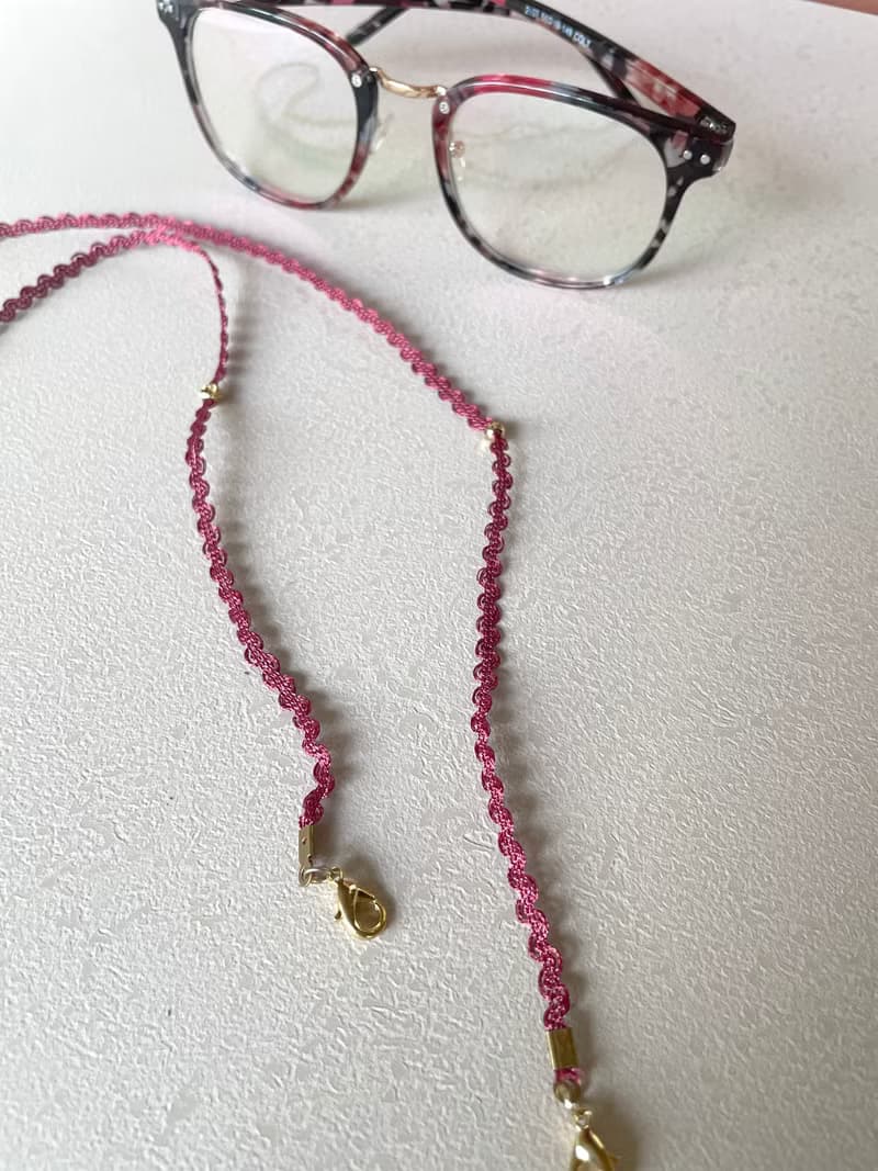 洋紅金屬紗波浪 眼鏡鍊/項鍊/手鍊/頸鍊 口罩鍊 耳機鍊
