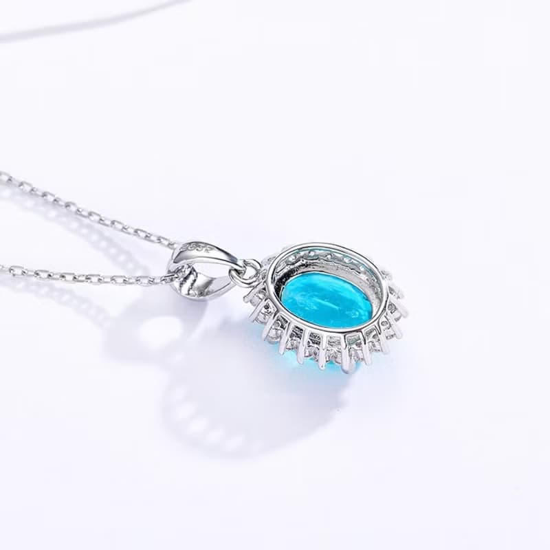 Paraiba Tourmaline Necklace, Paraiba Tourmaline Silver Necklace, Created Paraiba