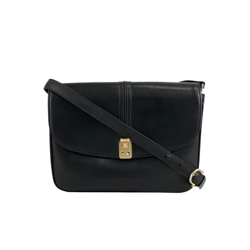 【 日本直送　名牌中古包 】CELINE セリーヌ ショルダーバッグ ブラック ブラゾン レザー フラップ vintage ヴィンテージ オールド txzb37