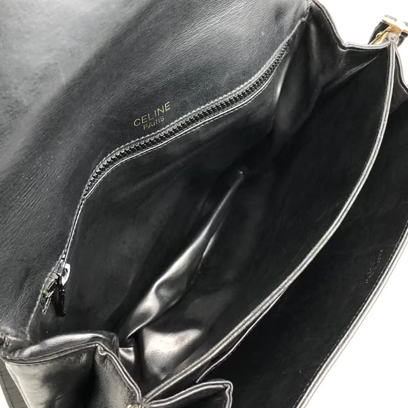 【 日本直送　名牌中古包 】CELINE セリーヌ ショルダーバッグ ブラック ブラゾン レザー フラップ vintage ヴィンテージ オールド txzb37