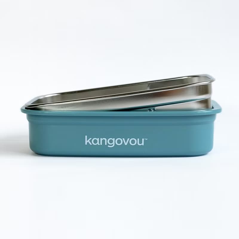 Large兒童餐盒【莫藍迪】不鏽鋼餐盒 便當盒-美國kangovou小袋鼠