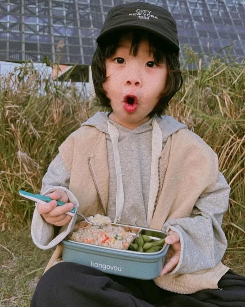 Large兒童餐盒【莫藍迪】不鏽鋼餐盒 便當盒-美國kangovou小袋鼠