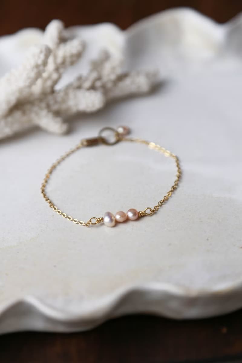 魚骨 - 淡水珍珠 手鍊 手環 ( 雙色 )