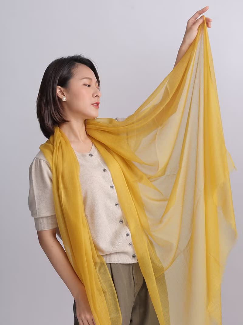 羊絨絲巾披肩圍巾精品_出國禮物生日禮物靈感_Pashmina_芥末色