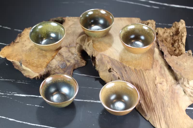 【送禮好物】60ml 柴燒 古樸黃釉 茶杯五入組 名家葉敏祥作