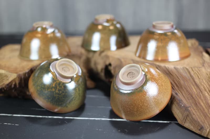 【送禮好物】60ml 柴燒 古樸黃釉 茶杯五入組 名家葉敏祥作
