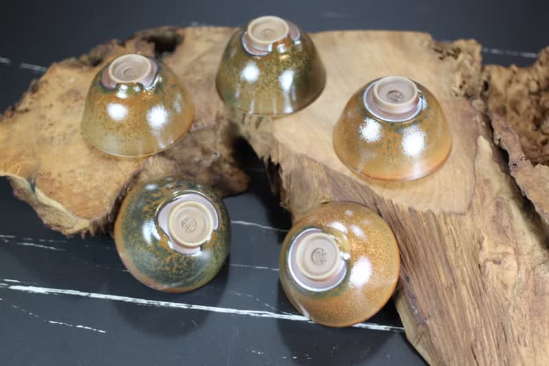 【送禮好物】60ml 柴燒 古樸黃釉 茶杯五入組 名家葉敏祥作