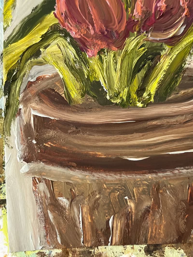 Tulip painting Tulip flower art Potted tulips oil painting plant floral botanic