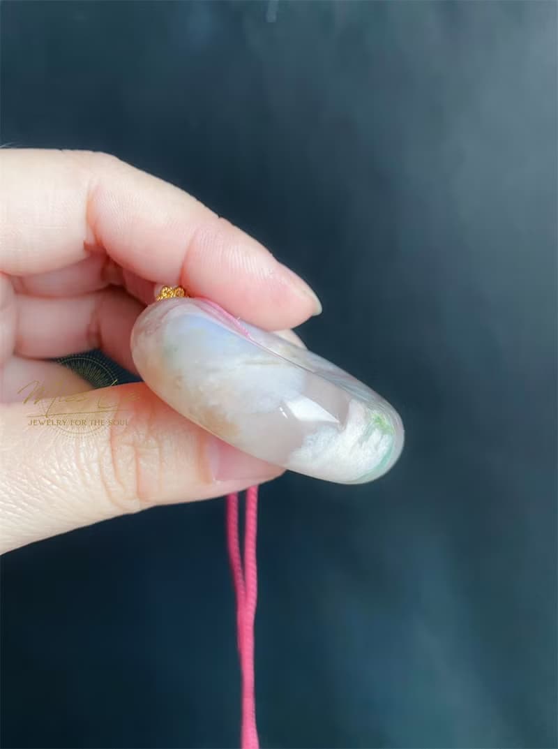 櫻花瑪瑙 春天 奶油平安扣 珍珠 項鍊 禮物 天然石 生日