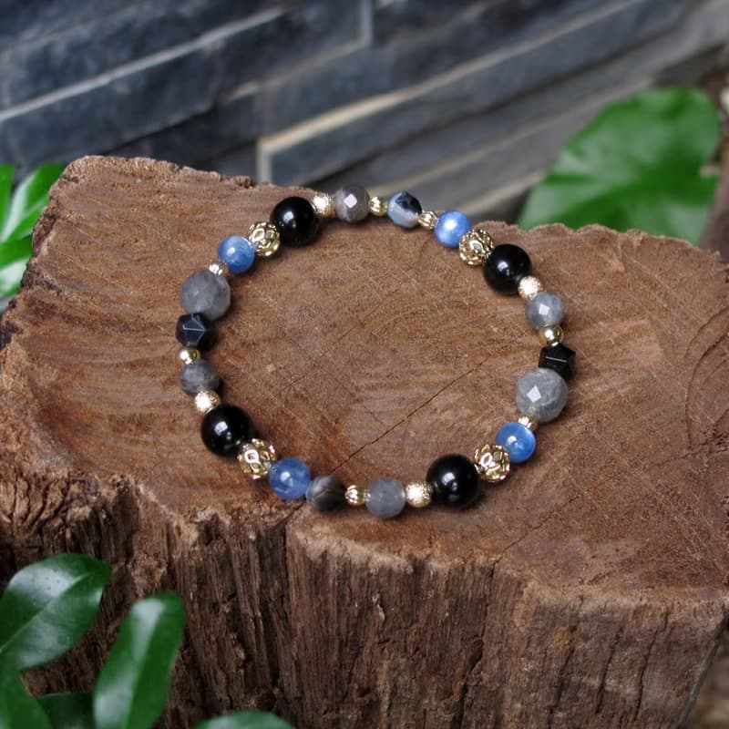 避邪 ∣ 藍晶石 拉長石 黑曜石 手鍊