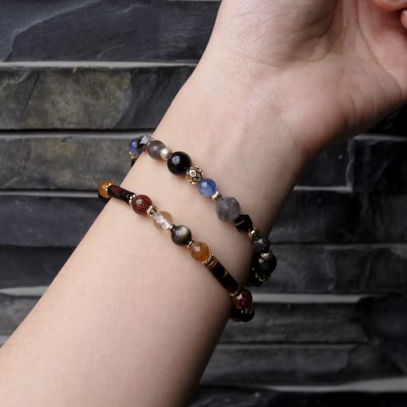 避邪 ∣ 藍晶石 拉長石 黑曜石 手鍊