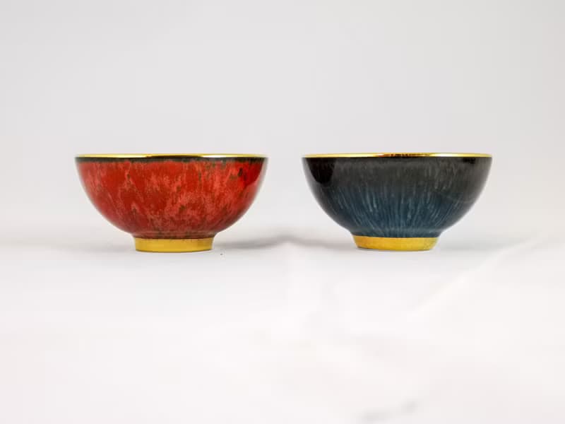 【大立窯】鎏金 天長地久 天目對杯 ( 7.5 x 4公分款-2入/盒 )