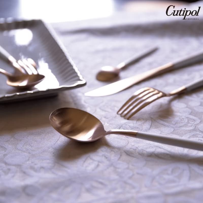 葡萄牙Cutipol GOA系列白玫瑰金21cm主餐匙