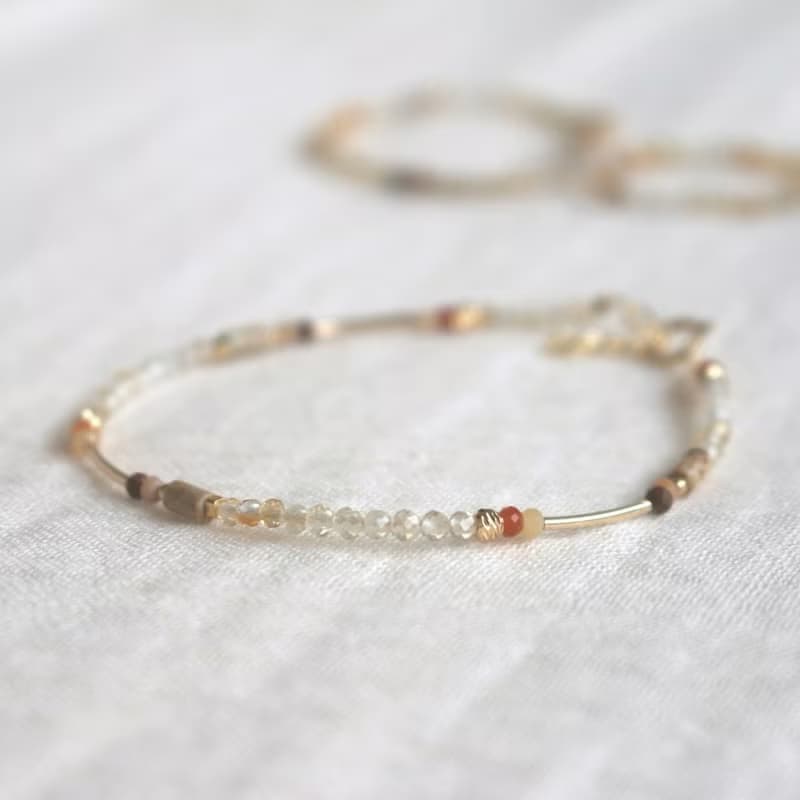 手鍊 11月誕生石 黃水晶 瑪瑙 - 一點點進步 -