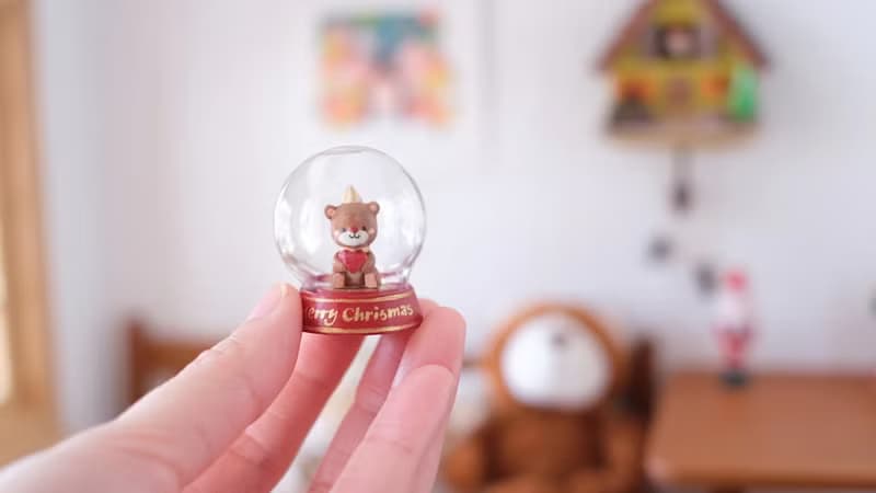 【棉花星球】復古玩具系列-聖誕小熊水晶球