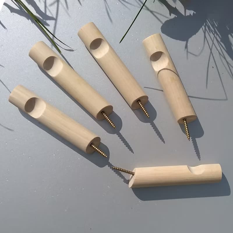 Birch wood wall hook. Minimalist wall storage. Macramé holder. Hat rack hanger