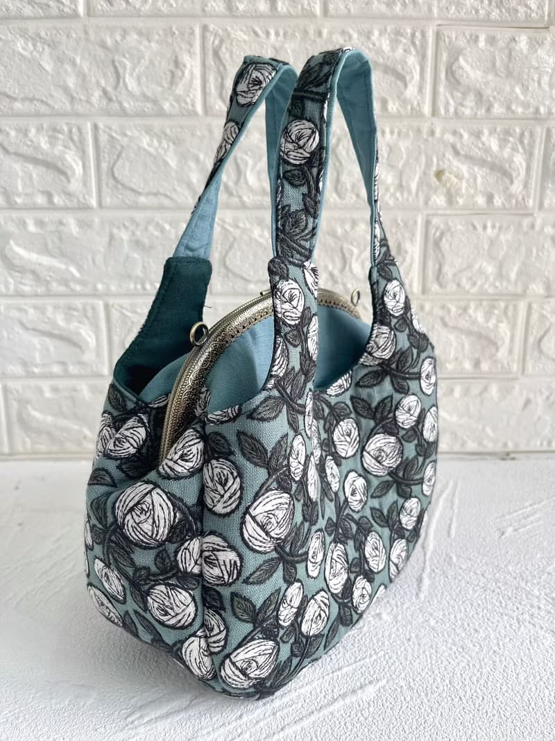 玫瑰刺繡限定款 綠  - 背心口金手提包可斜背