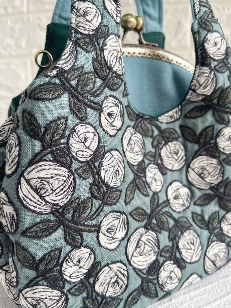 玫瑰刺繡限定款 綠  - 背心口金手提包可斜背