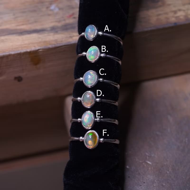 天然蛋白石 歐泊 手工純銀 戒指 尾戒 Opal Handmade