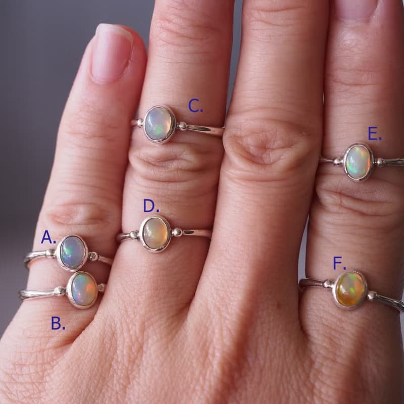 天然蛋白石 歐泊 手工純銀 戒指 尾戒 Opal Handmade