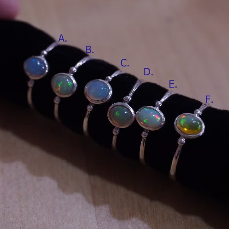 天然蛋白石 歐泊 手工純銀 戒指 尾戒 Opal Handmade
