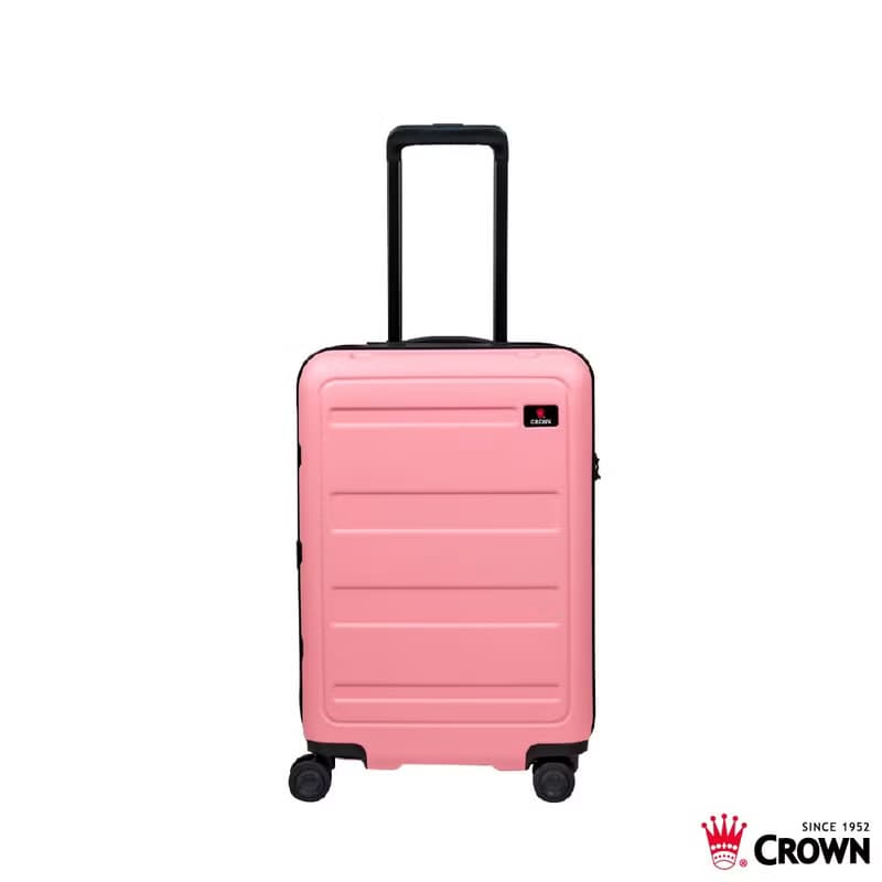 【CROWN】防盜拉鍊 21吋 登機箱  粉色霧面
