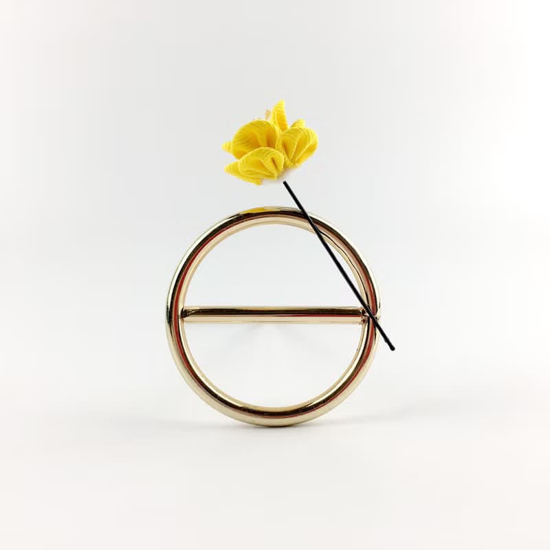 Kaika Ato / 山茶茶-小深鵝黃 / 日式和風布花 / つまみ細工 花簪