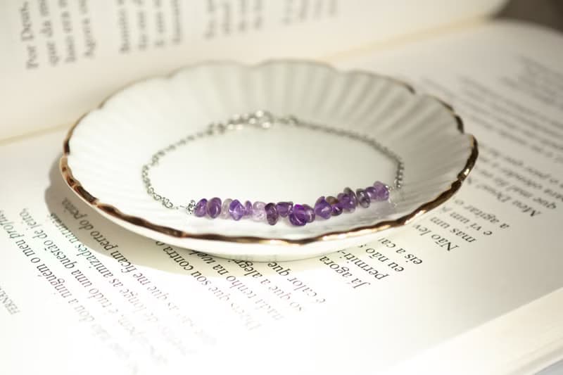 Raw Amethyst Bracelet, 925 Silver, Aries gem, Aquarius, Pisces crystal jewelry