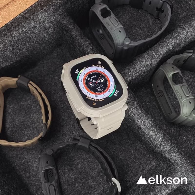 elkson AppleWatch Ultra1/2 QuattroPro一體成形軍規錶帶+鋼化膜