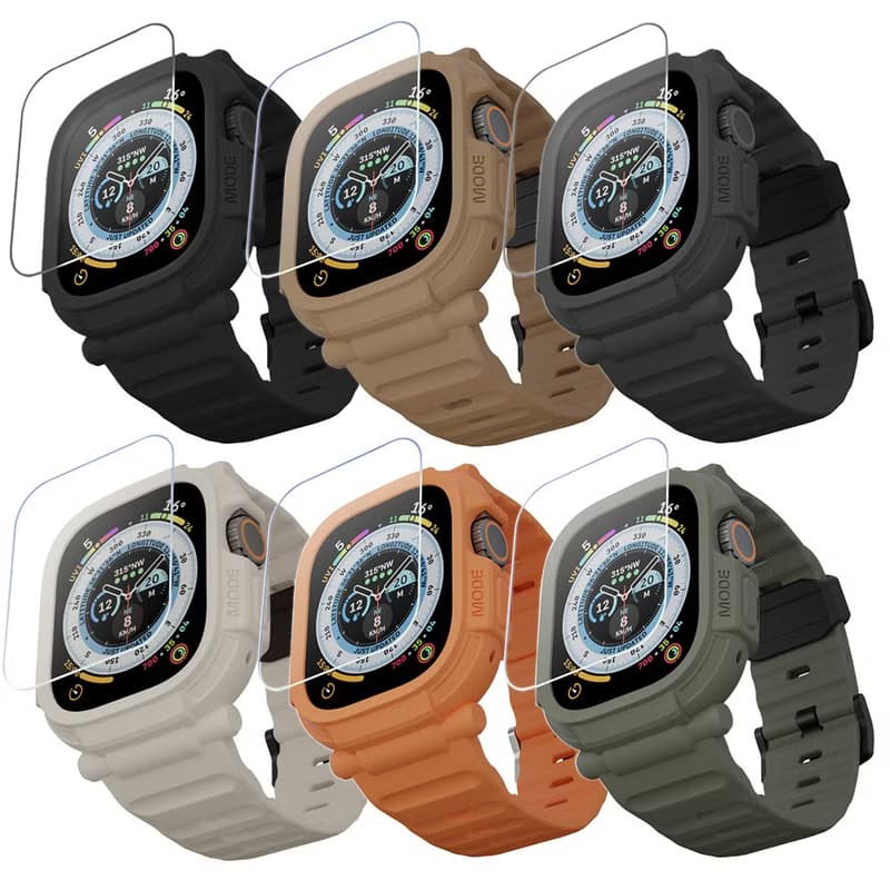 elkson AppleWatch Ultra1/2 QuattroPro一體成形軍規錶帶+鋼化膜