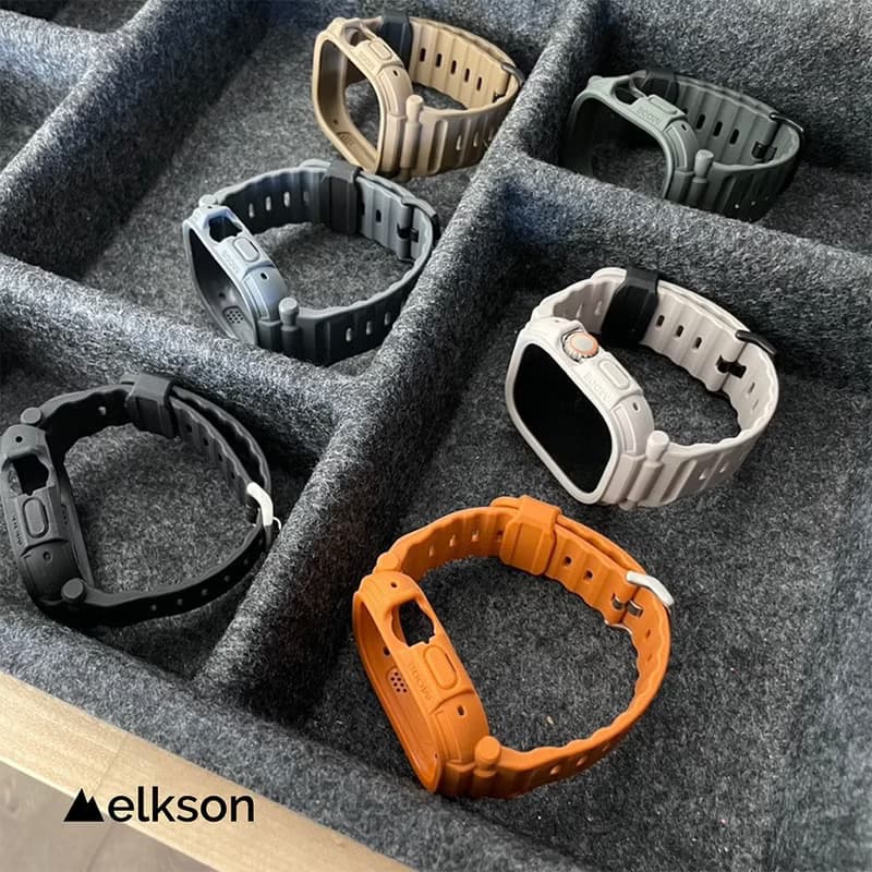 elkson AppleWatch Ultra1/2 QuattroPro一體成形軍規錶帶+鋼化膜