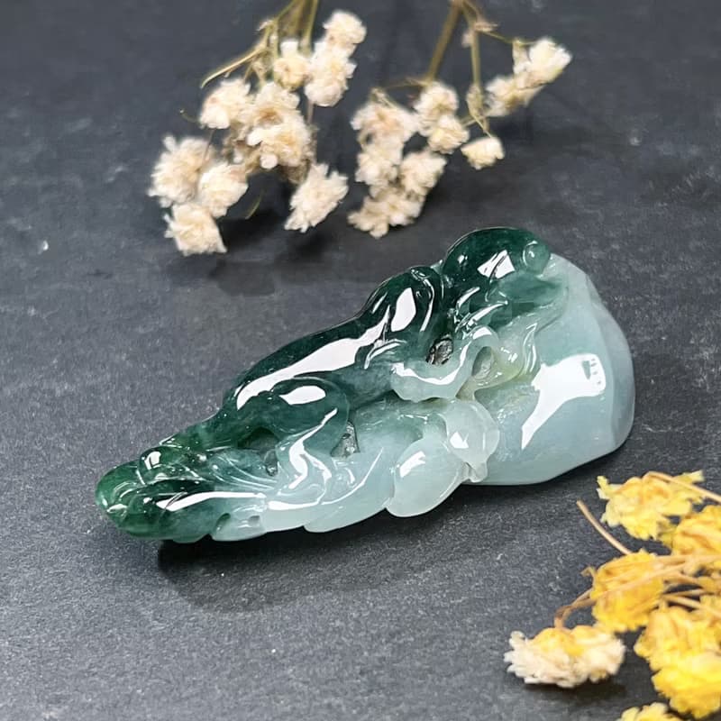 飄花翡翠螭龍 | 天然緬甸A貨翡翠 | 送禮