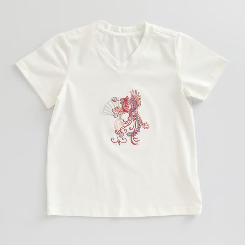 BIR 刺繡V領棉T