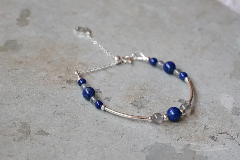 青鳥 - 青金石 拉長石 925純銀手鍊