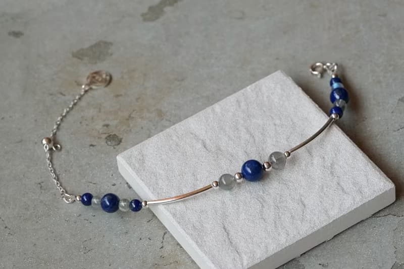 青鳥 - 青金石 拉長石 925純銀手鍊