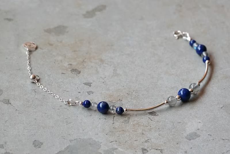 青鳥 - 青金石 拉長石 925純銀手鍊