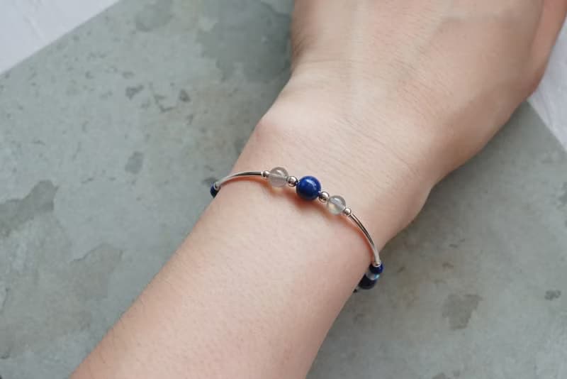 青鳥 - 青金石 拉長石 925純銀手鍊