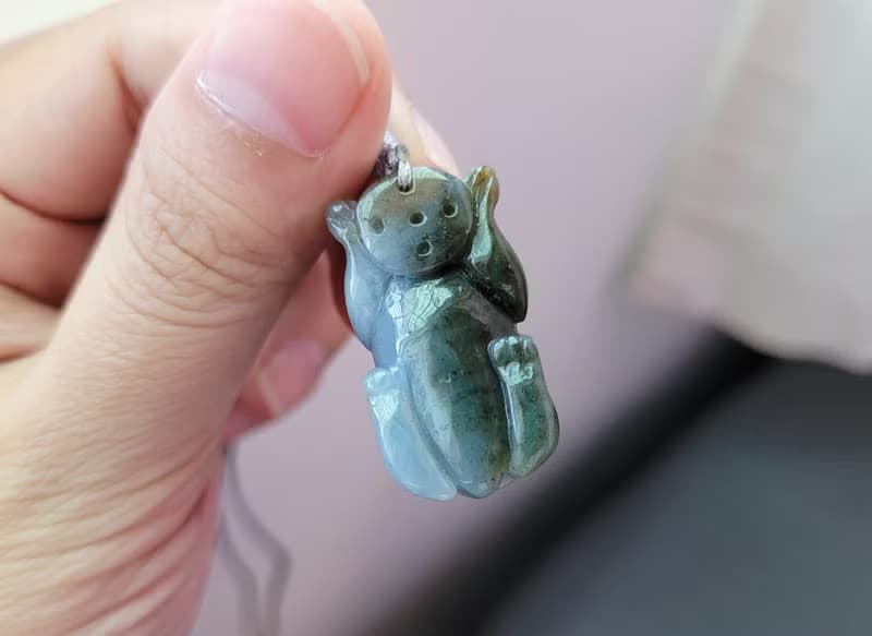 【親翠】天然翡翠 冰牛仔藍茶黃如意貔貅 | 特殊色 | 貔貅園
