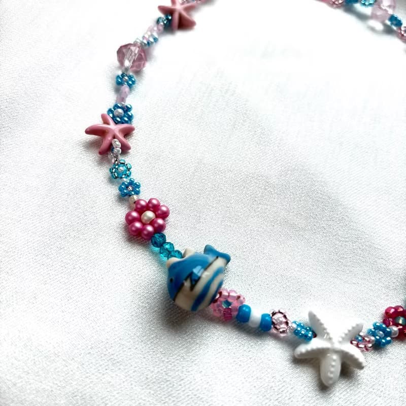 zi2.rennt串珠|Pink Blue|串珠項鍊 手作項鍊 海邊度假風