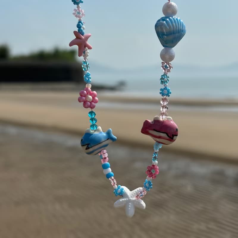 zi2.rennt串珠|Pink Blue|串珠項鍊 手作項鍊 海邊度假風
