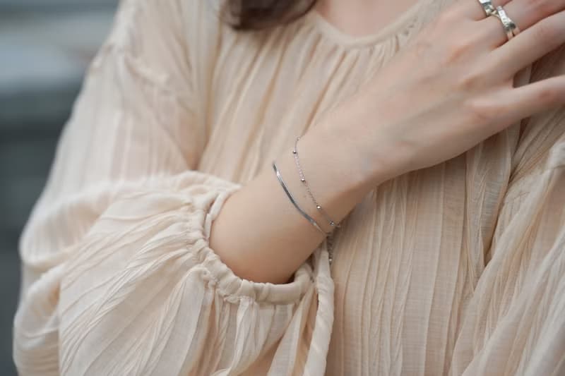 細緻圓珠雙層手鍊 醫療鋼銀色 抗過敏手鍊 可戴洗澡