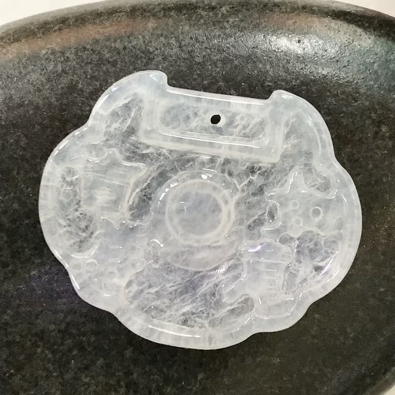 冰種翡翠吉祥如意平安鎖項鍊 | 天然緬甸翡翠A貨 | 送禮