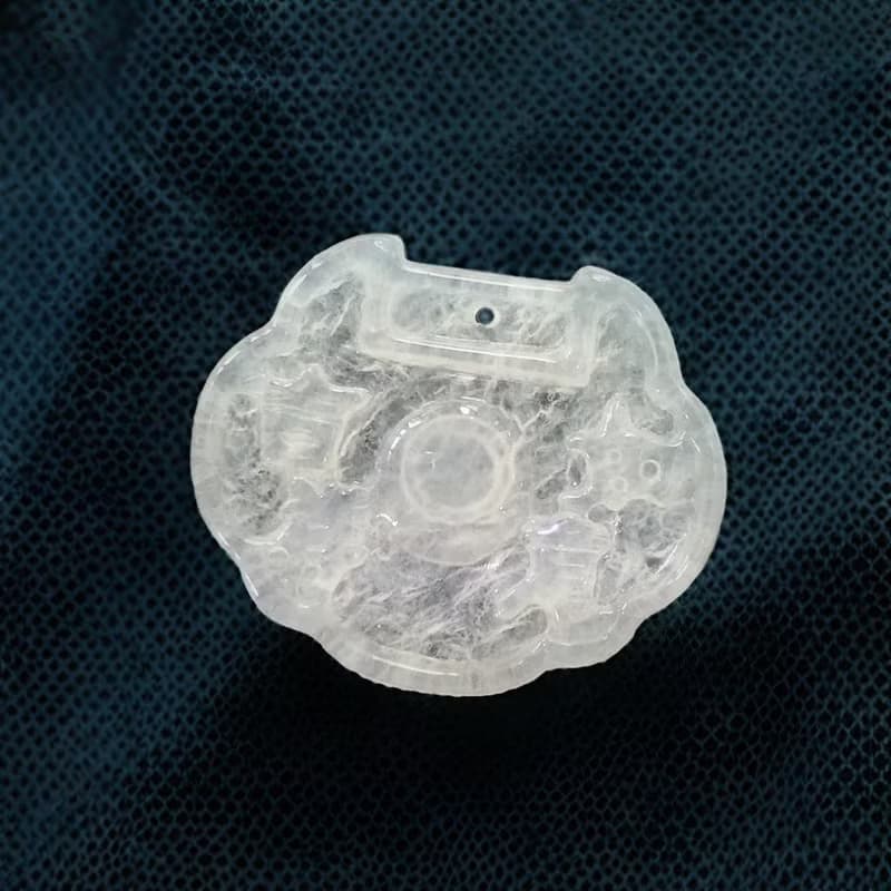 冰種翡翠吉祥如意平安鎖項鍊 | 天然緬甸翡翠A貨 | 送禮