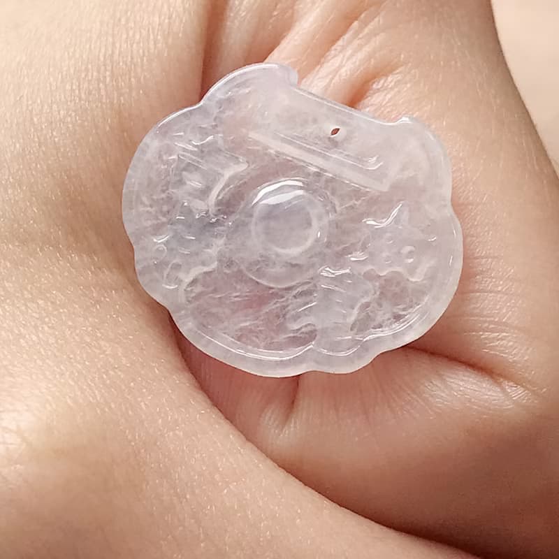 冰種翡翠吉祥如意平安鎖項鍊 | 天然緬甸翡翠A貨 | 送禮